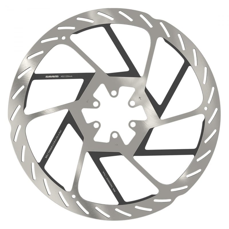 SRAM HS2 Disc Brake Rotor - 220mm  6-Bolt  Rounded  Silver/Black